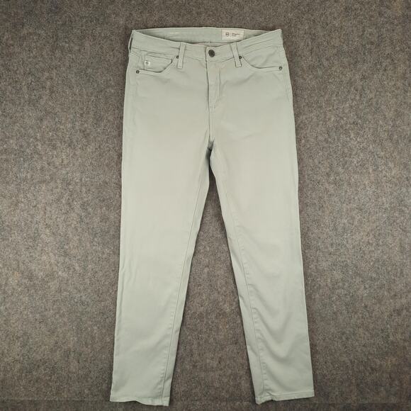 Ag Adriano Goldschmied Pants - AG Pants Womens 28R Prima Crop Cigarette Leg Light Blue Stretch Cotton Blend